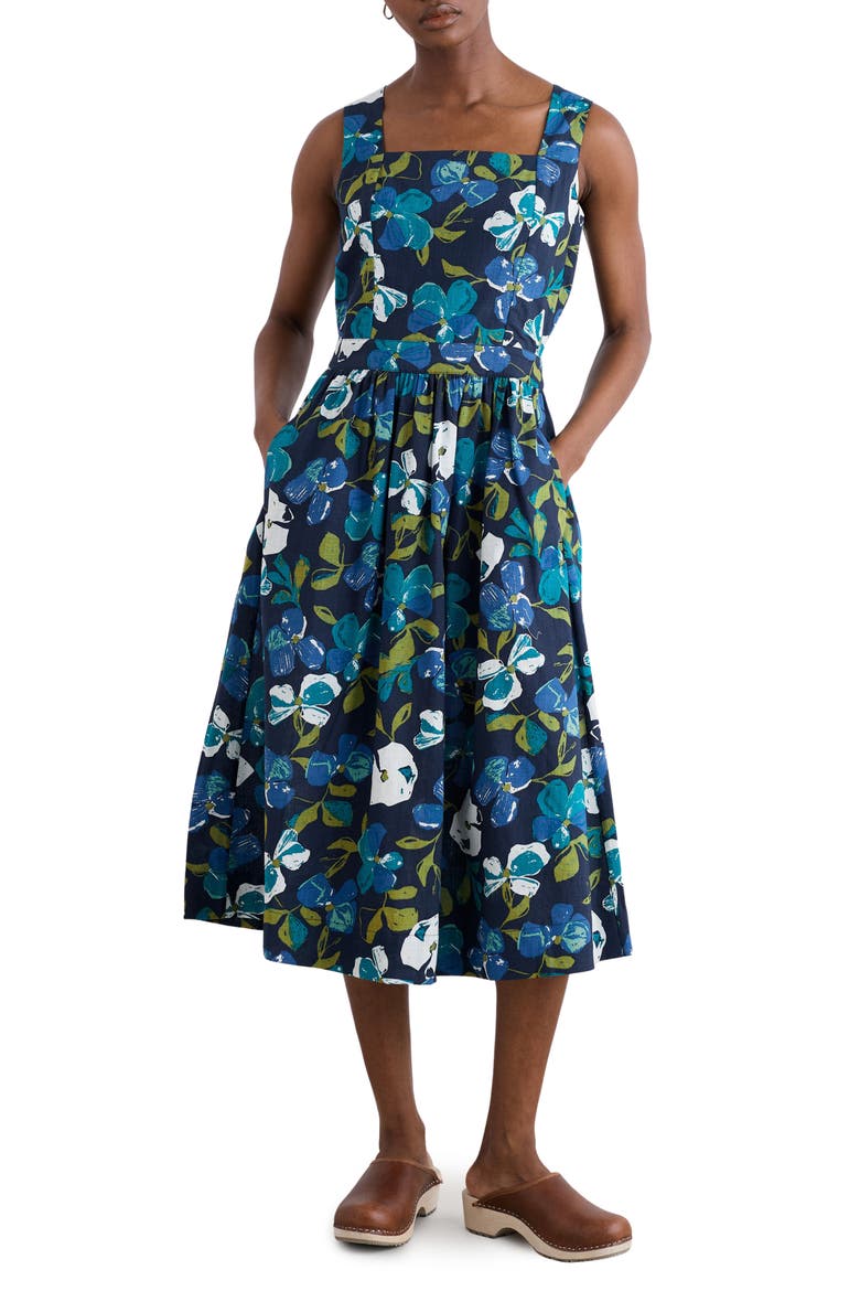 Shearwater Organic Cotton Midi Sundress, Main, color, LAMORNA BLOOM MARITIME