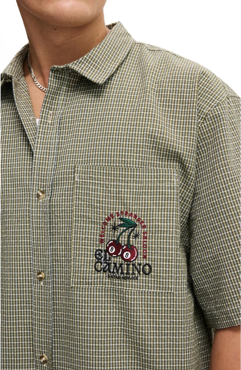 Cotton On Men's Darcy Short Sleeve Shirt, Alternate, color, Khaki Check Emb