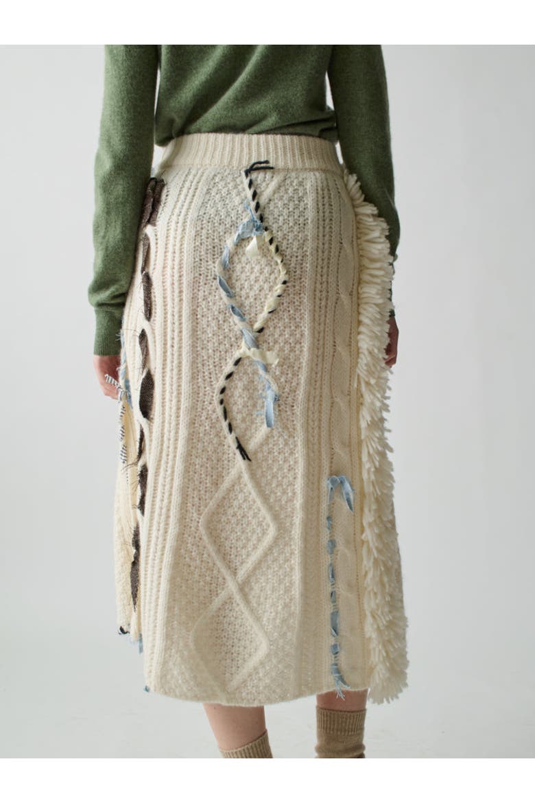 Jade Embellished Cable Knit Skirt, Alternate, color, Ivory