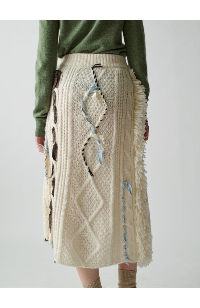 Lingua Franca Jade Embellished Cable Knit Skirt, Alternate, color, 