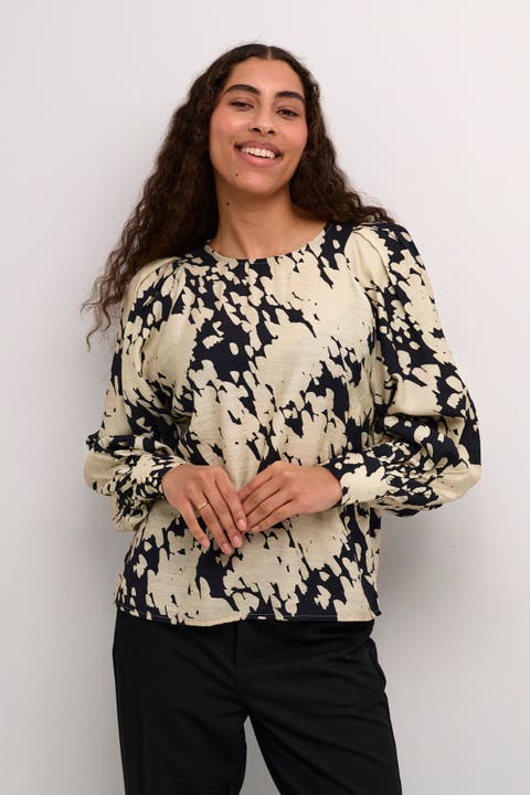 KAlouise Long Sleeve Round Neck Blouse