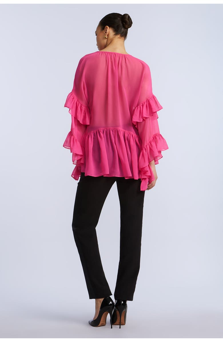 BCBGMAXAZRIA Ruffle Swing Top, Alternate, color, Fuchsia Purple