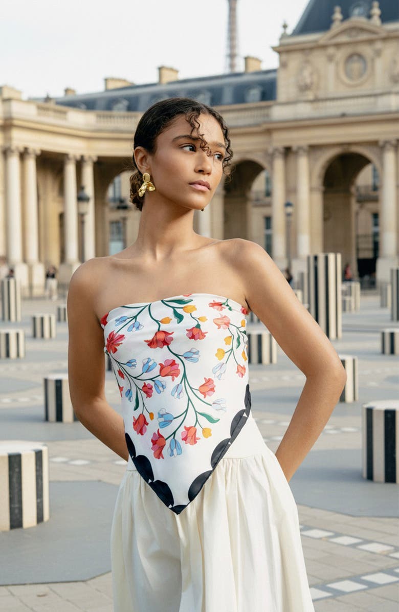 Jessie Zhao New York Double Sided Silk Scarf Floral Echo, Alternate, color, White