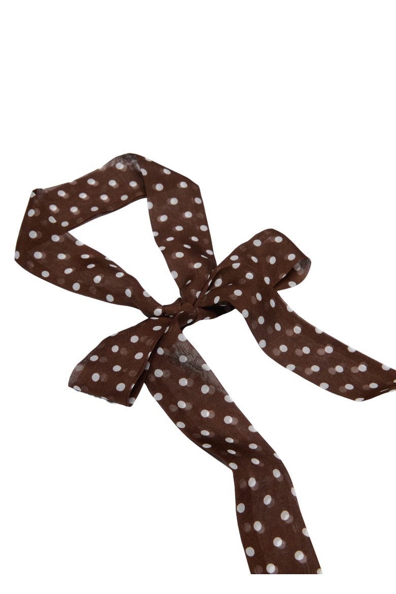 Le Petit Dot Silk Hair Ribbon Scarf, Alternate, color, Truffle Brown