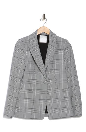 Shop Elie Tahari The Madelyn Plaid Peak Lapel Stretch Blazer