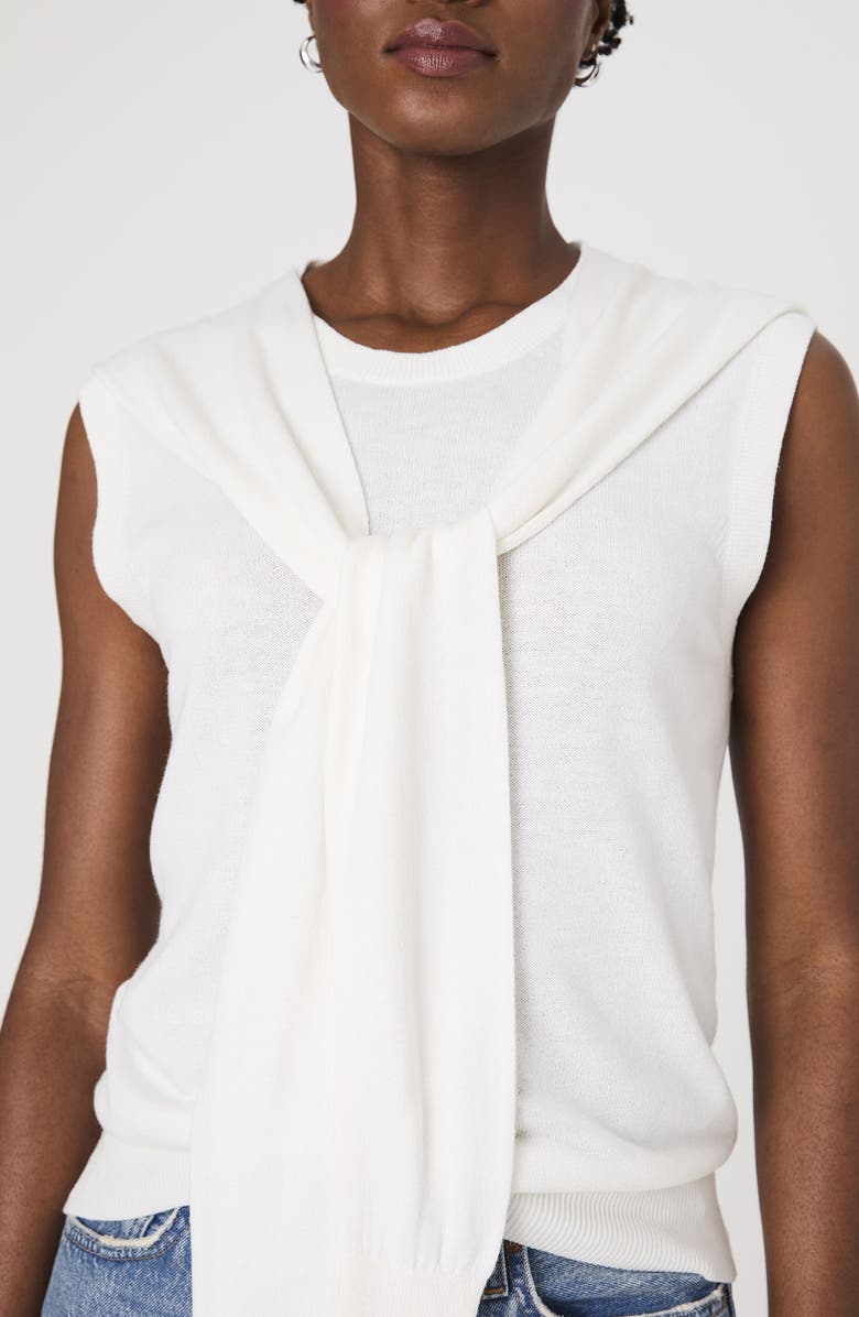 French Connection Scarf Accent Sleeveless Sweater, Alternate, color, Porcelain Cream