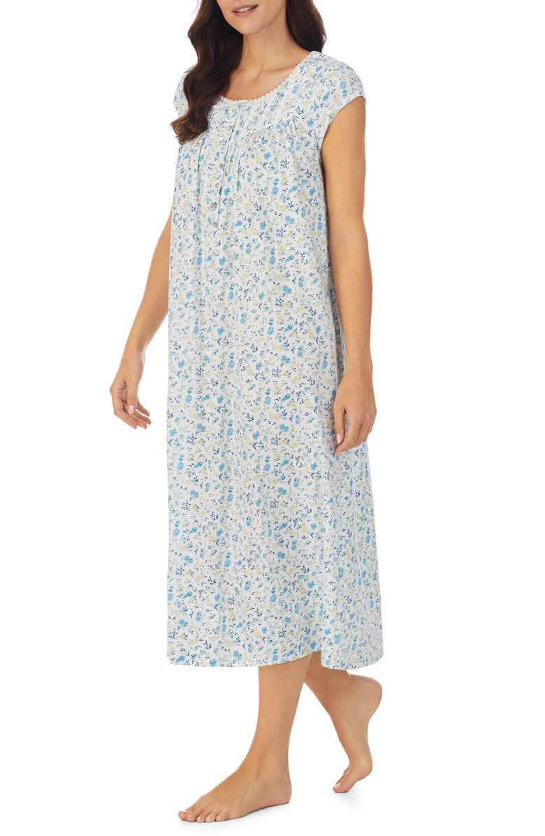 Eileen West Floral Long Cotton Nightgown, Alternate, color,