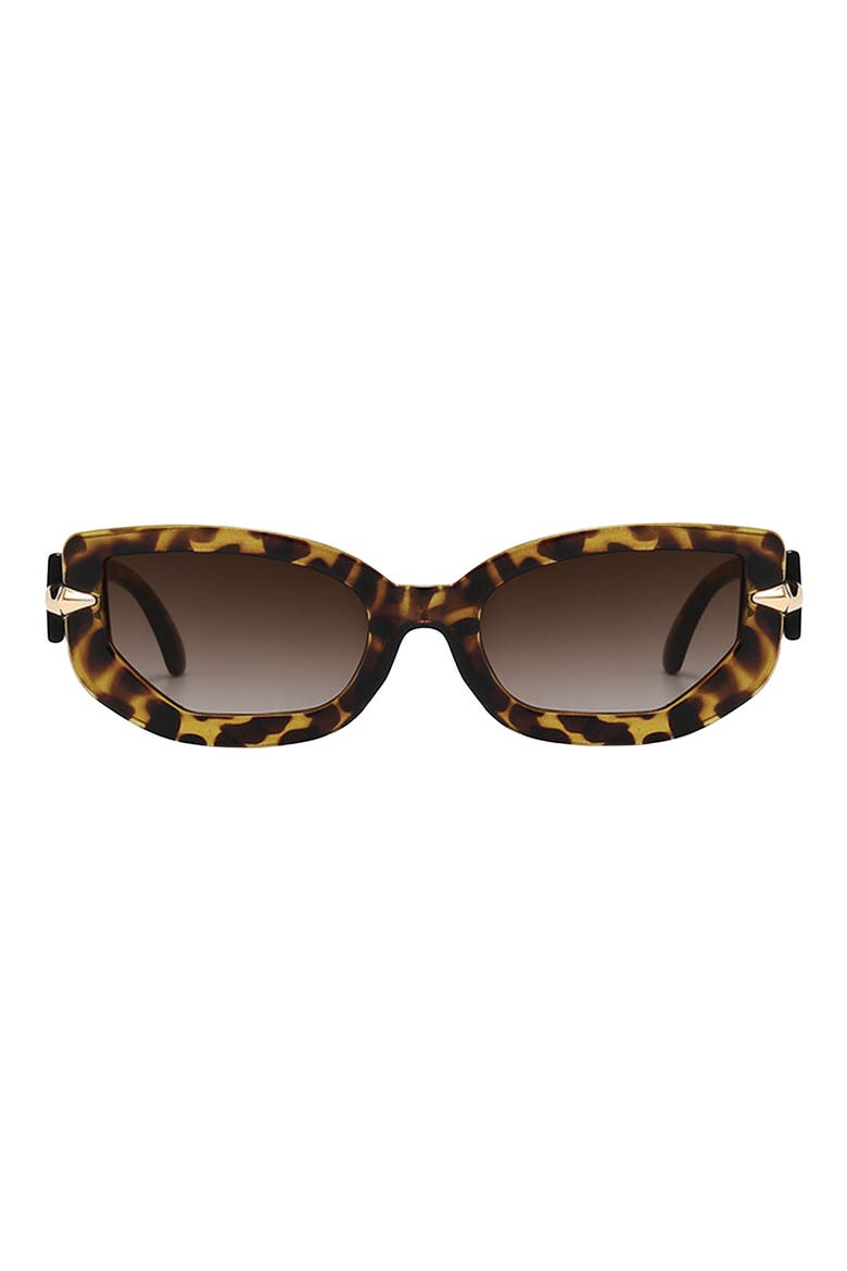 Elle 58mm Polarized Geometric Sunglasses, Main, color, TORTE