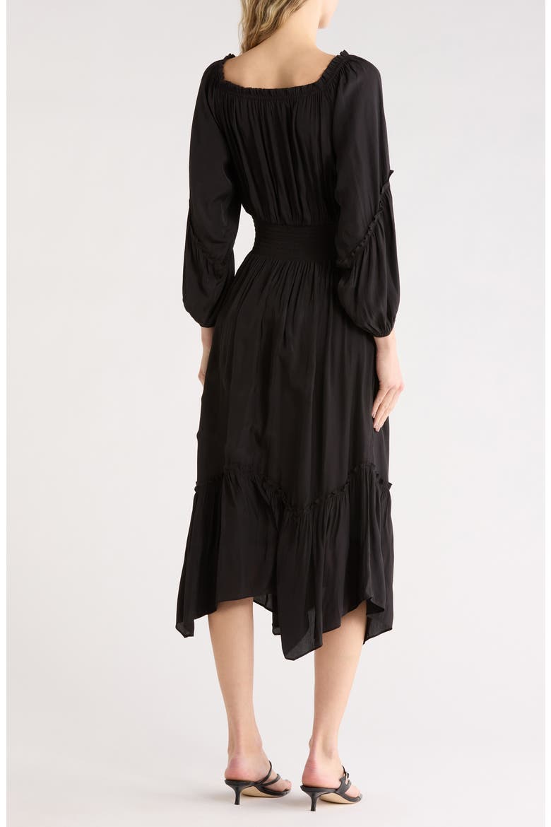 Junia Smocked Waist Long Sleeve Maxi Dress, Alternate, color, BLACK