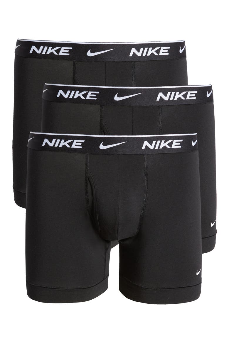 Dri-FIT Essential Assorted 3-Pack Stretch Cotton Boxer Briefs, Main, color, BLACK