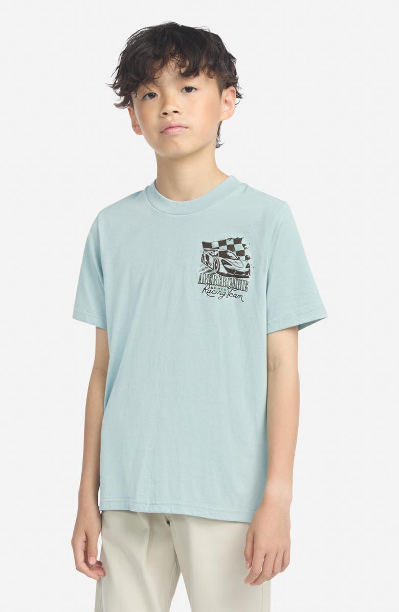 abercrombie kids Kids' Racing Team Graphic Tee, Alternate, color, Gray Mist