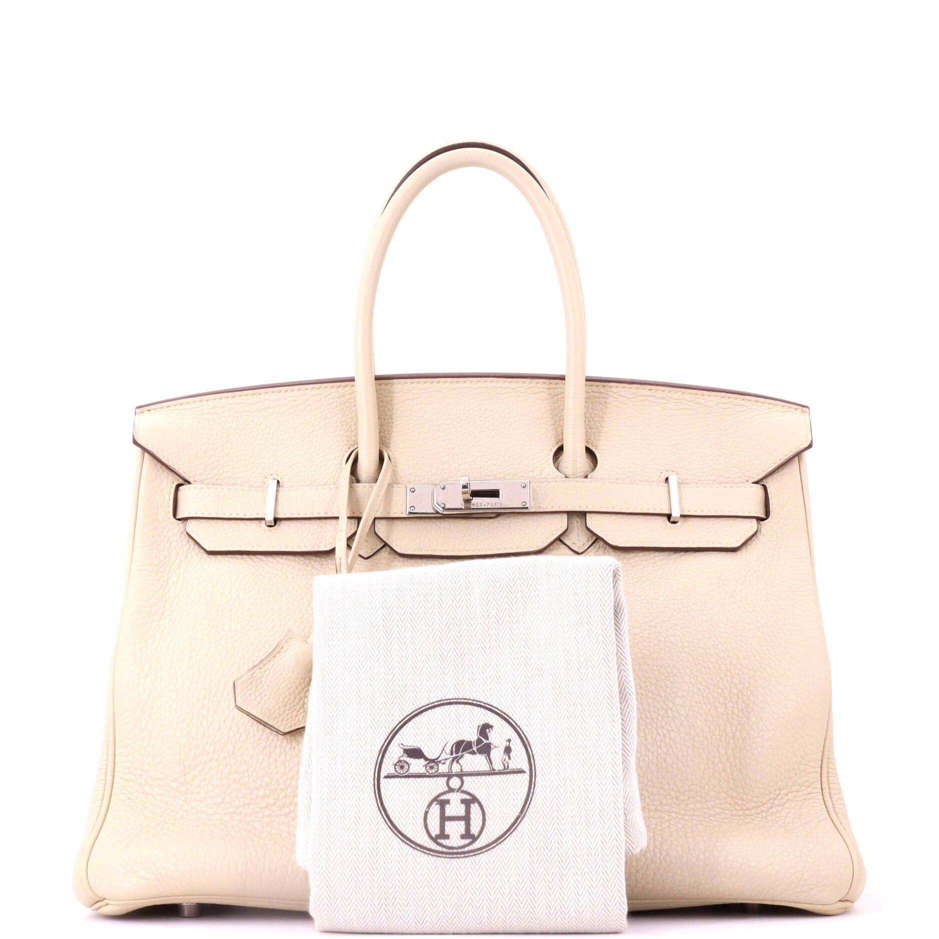 Pre-Owned Hermes Birkin Handbag Light Clemence with Palladium Hardware 35, Alternate, color, Parchemin