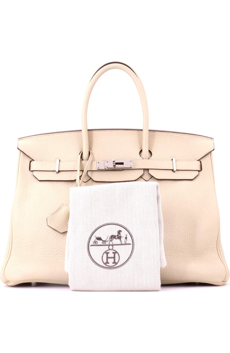 Pre-Owned Hermes Birkin Handbag Light Clemence with Palladium Hardware 35, Alternate, color, Parchemin