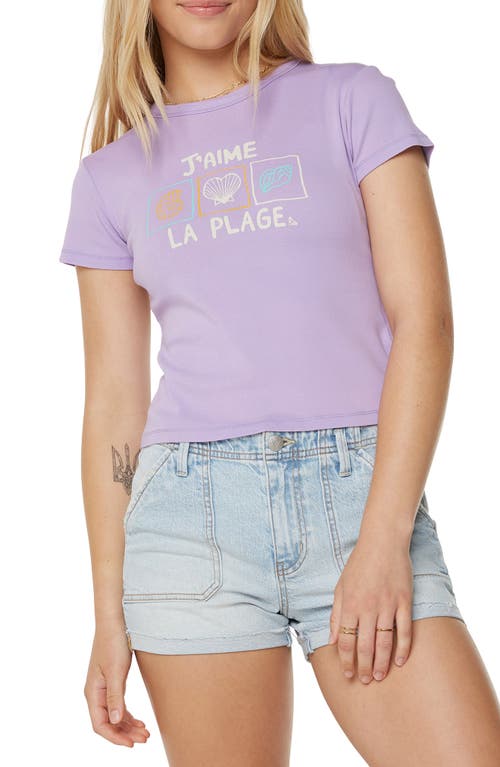 Roxy J'aime La Plage Graphic Baby Tee In Purple