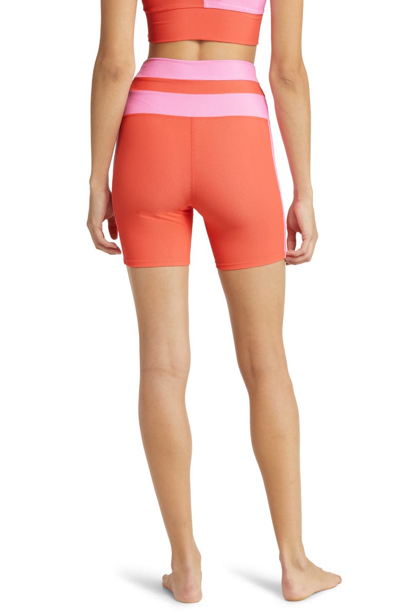 Beach Riot Samantha Rib Colorblock Bike Shorts, Alternate, color, 