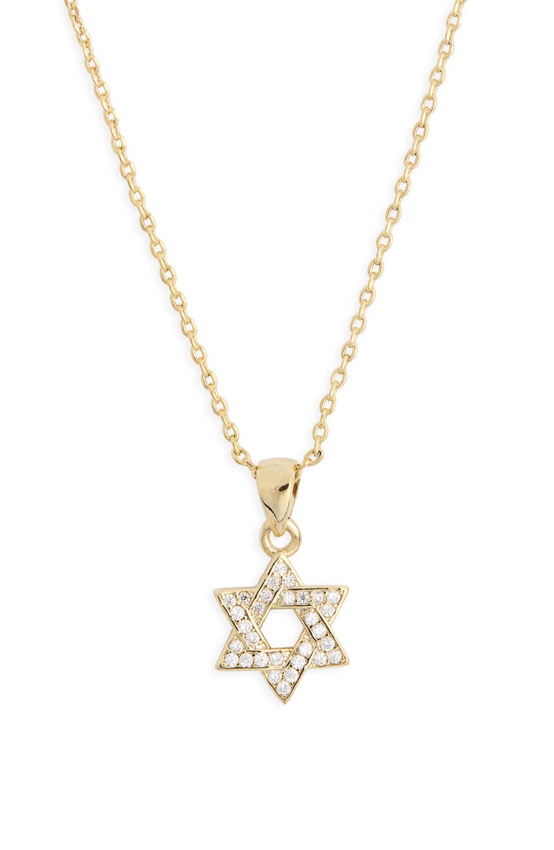 Leith Star of David Pendant Necklace, Alternate, color, Clear- Gold