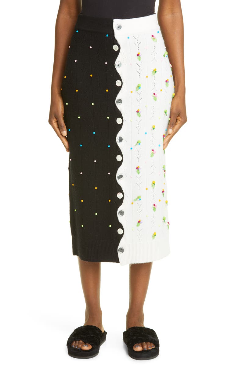 YanYan Rosie Button Front Lambswool Midi Skirt, Main, color,