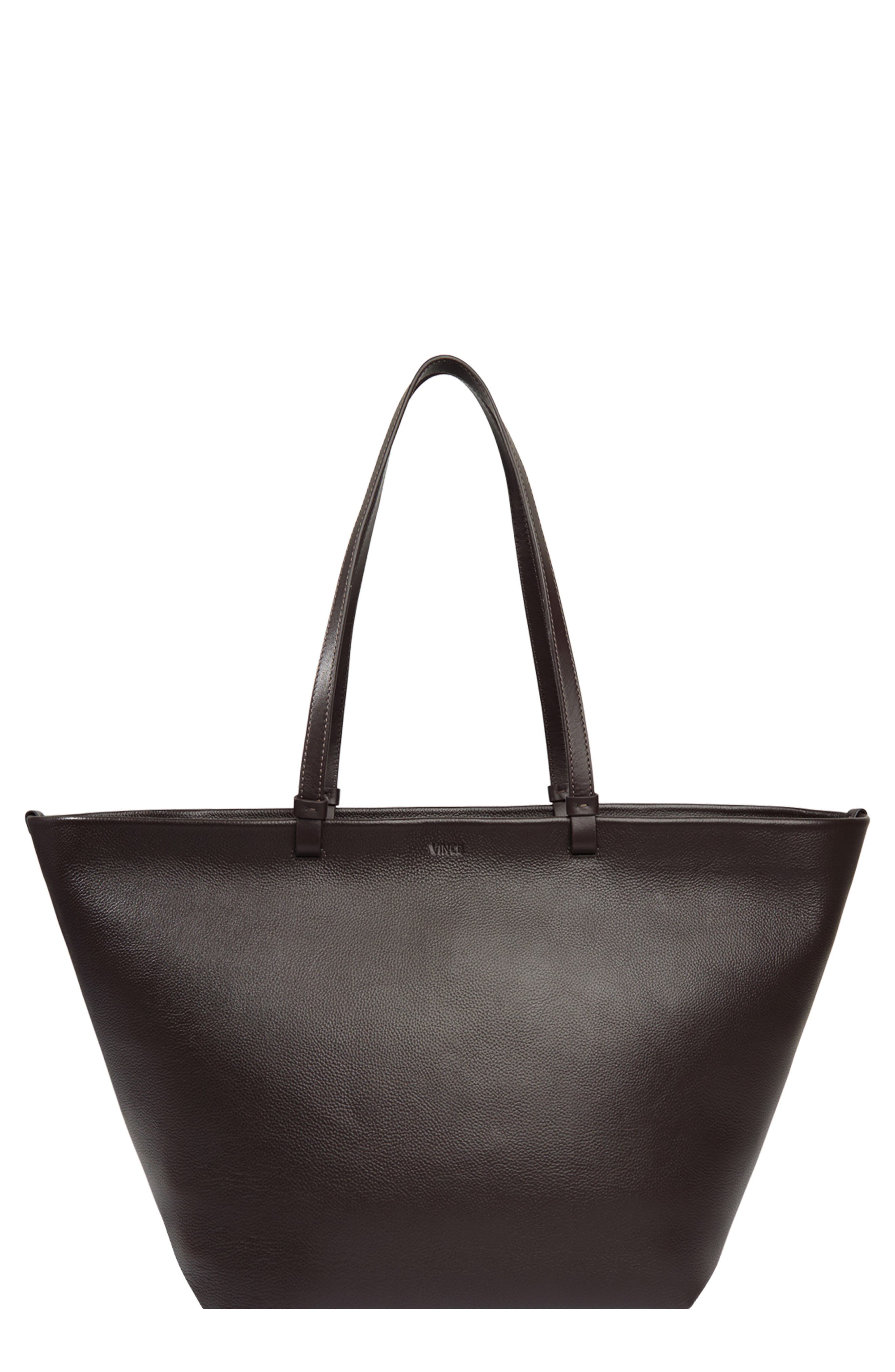 Vince Large Marin Leather Tote, Main, color, Cacao