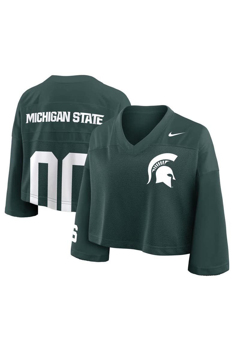 Women's Nike Green Michigan State Spartans Cropped Mesh Fashion Jersey, Alternate, color, Green