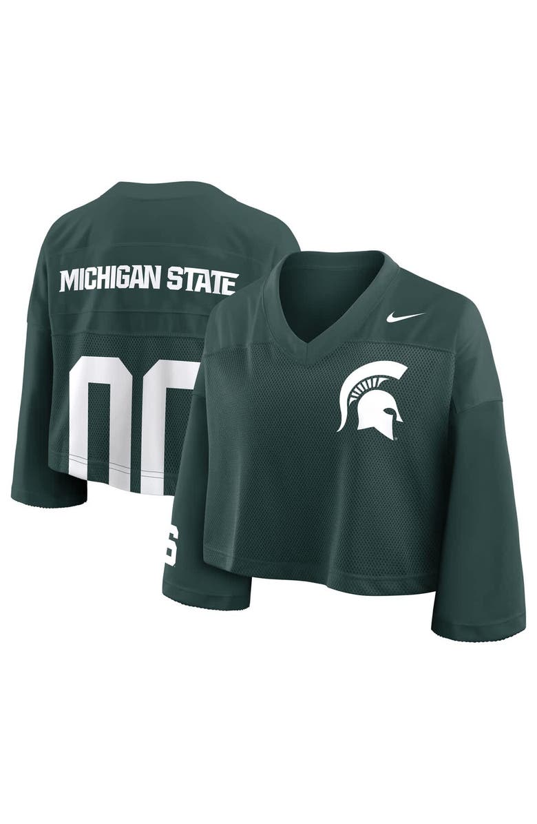 Nike Women's Nike Green Michigan State Spartans Cropped Mesh Fashion Jersey, Alternate, color, Green