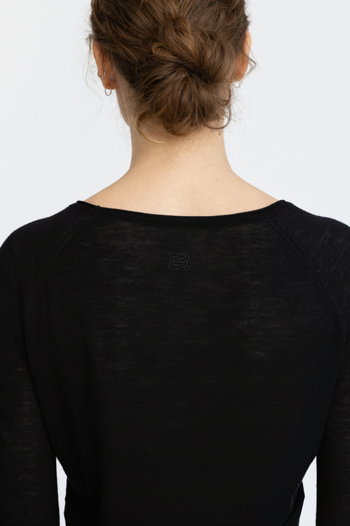 Alas Merino Wool Sheer Top In Black