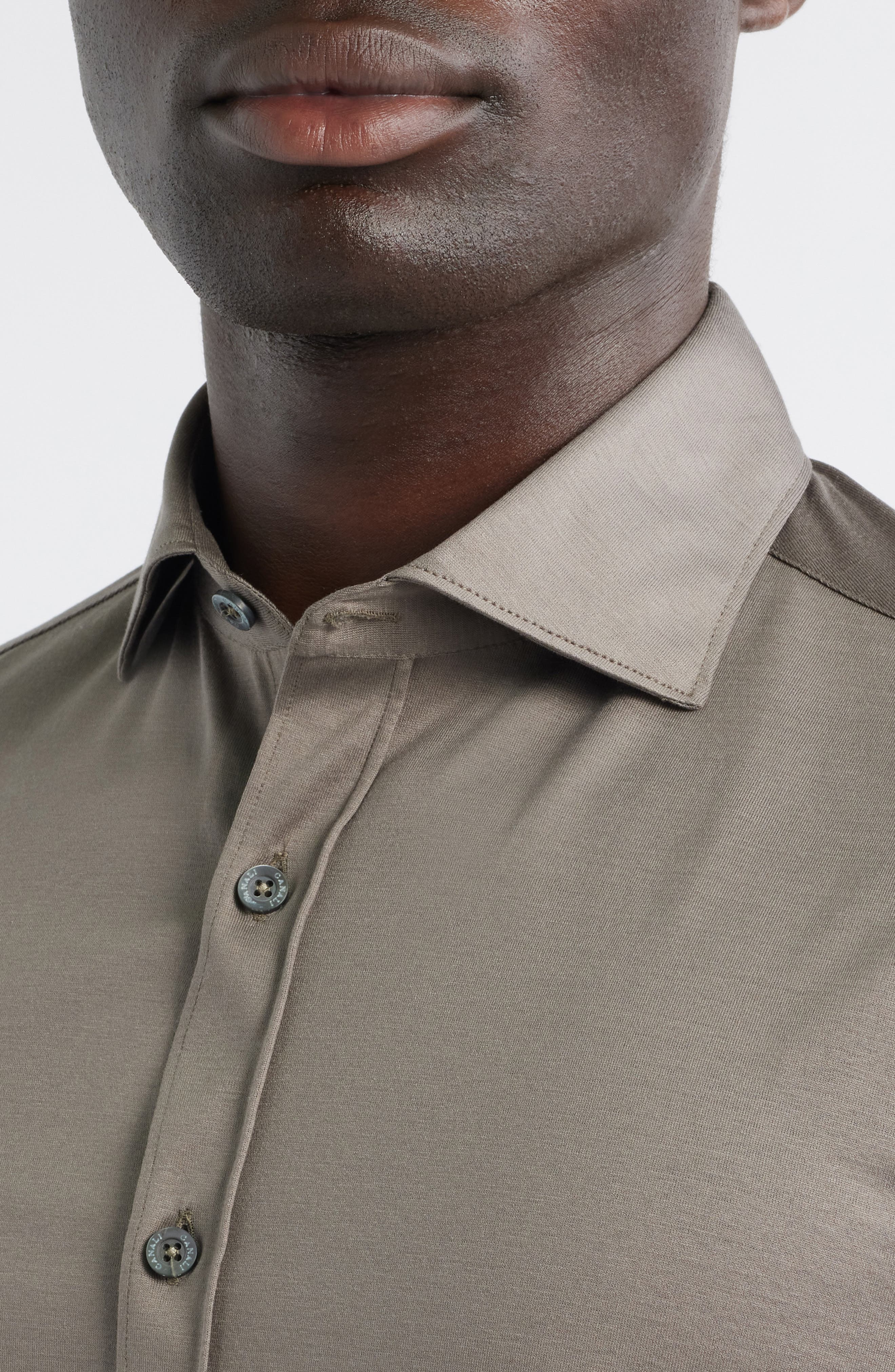 Regular Fit Cotton Jersey Button-Up Shirt - image 2