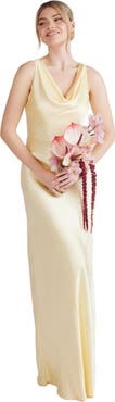 Six Stories Cowl Front Satin Bridesmaid Dress