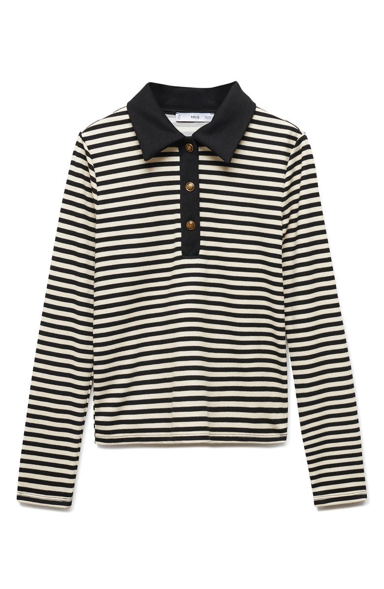 MANGO Stripe Long Sleeve Polo, Alternate, color,