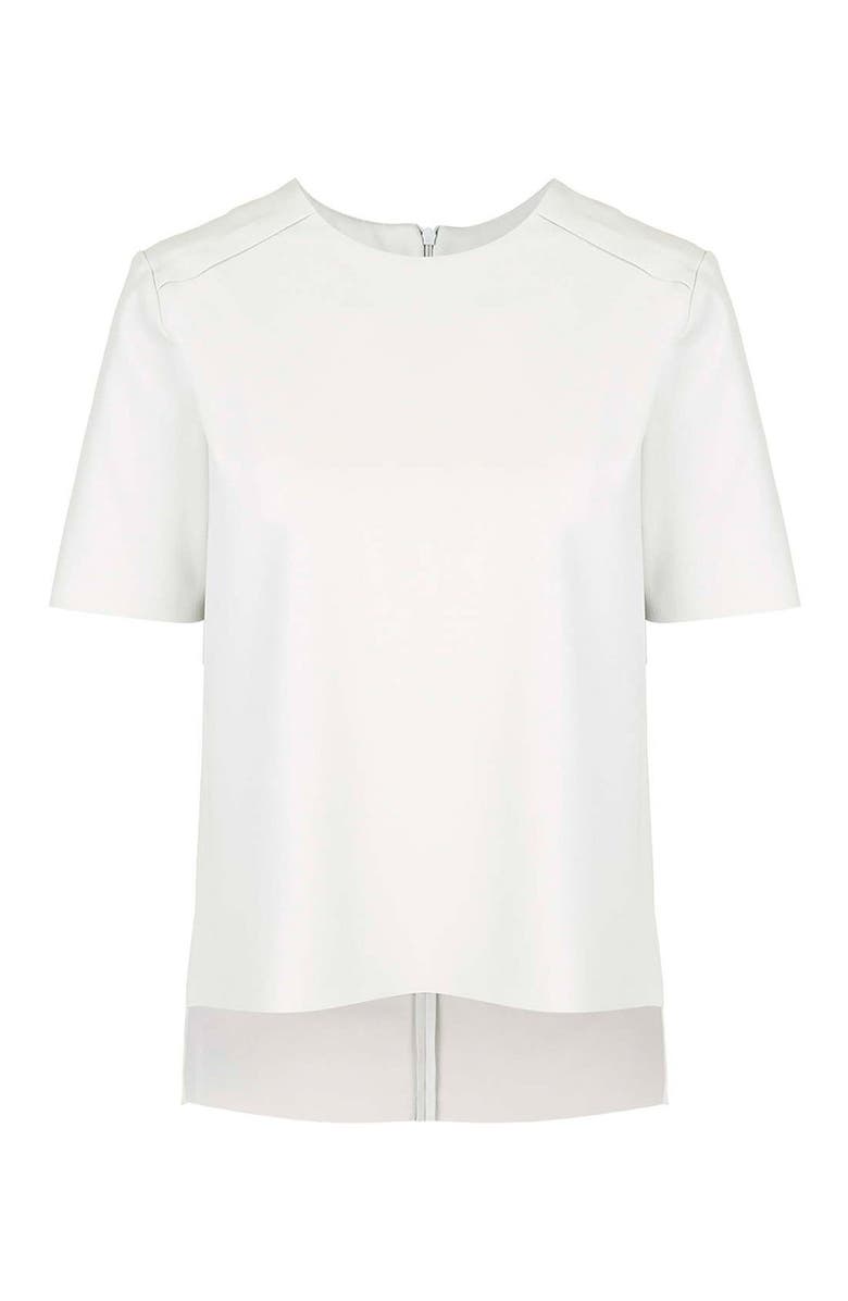 Topshop Raw Edge Short Sleeve Shirt, Alternate, color,