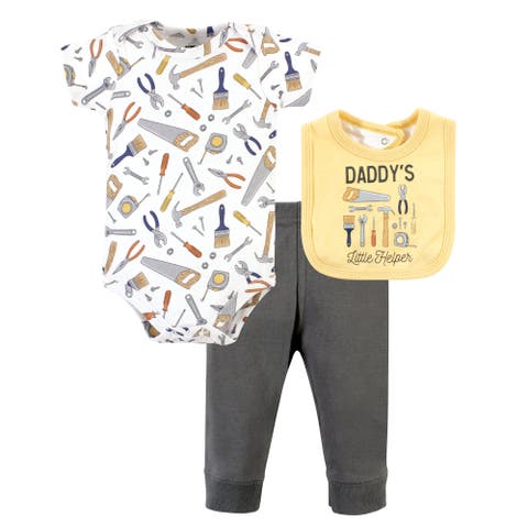 Cotton Bodysuit, Pant and Bib Set (Baby)