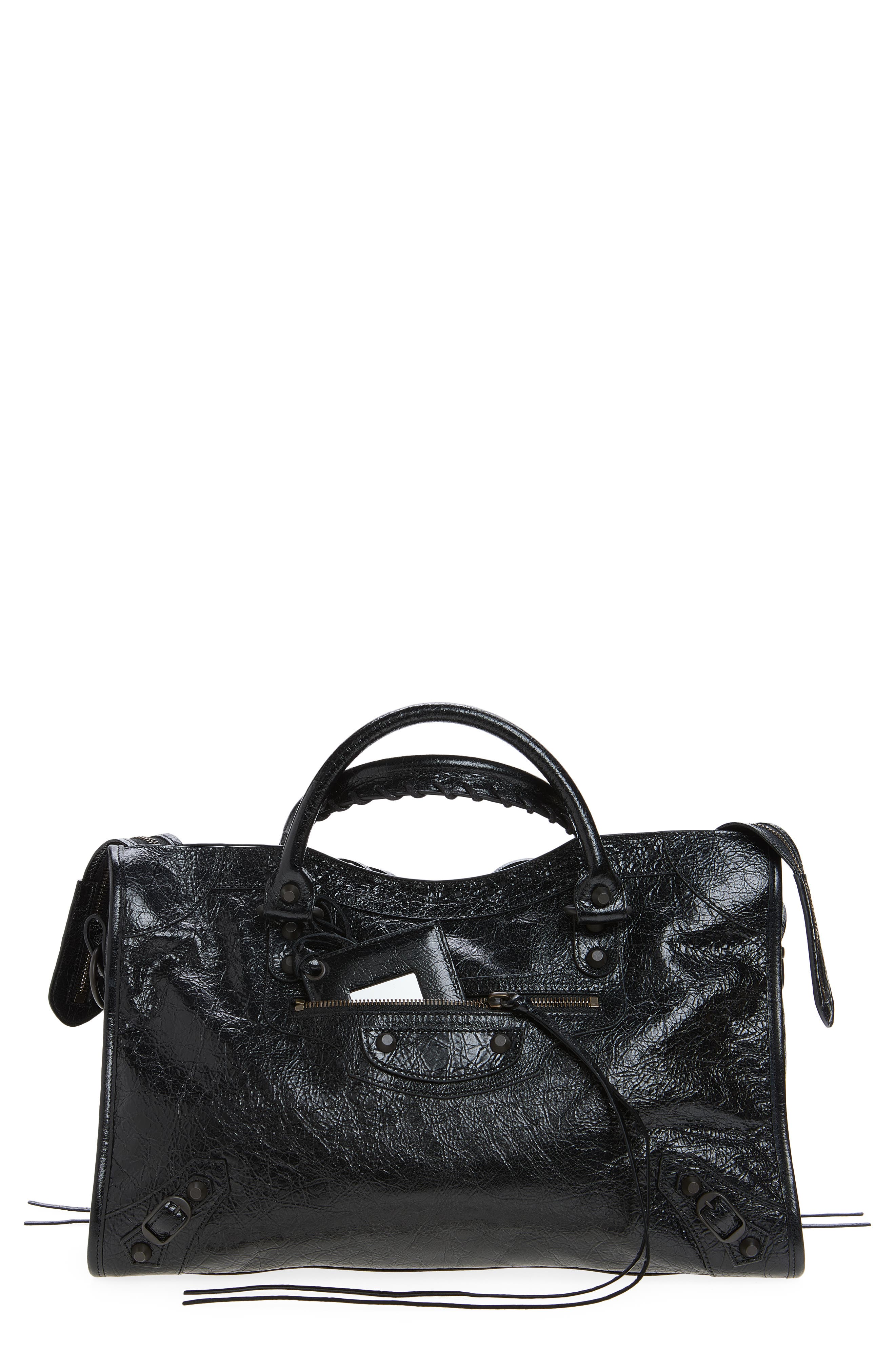 Balenciaga Medium Le City Leather Satchel, Main, color, 1000 Black