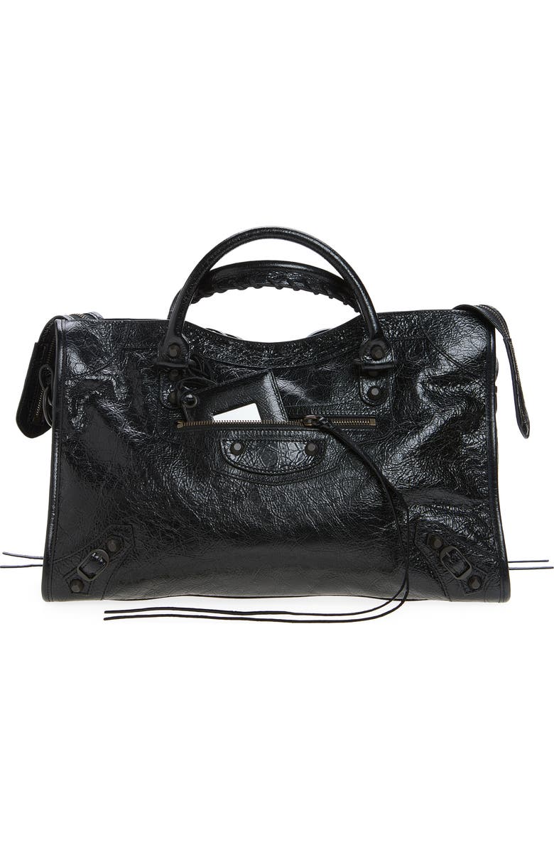 Balenciaga Medium Le City Leather Satchel, Main, color, 1000 Black