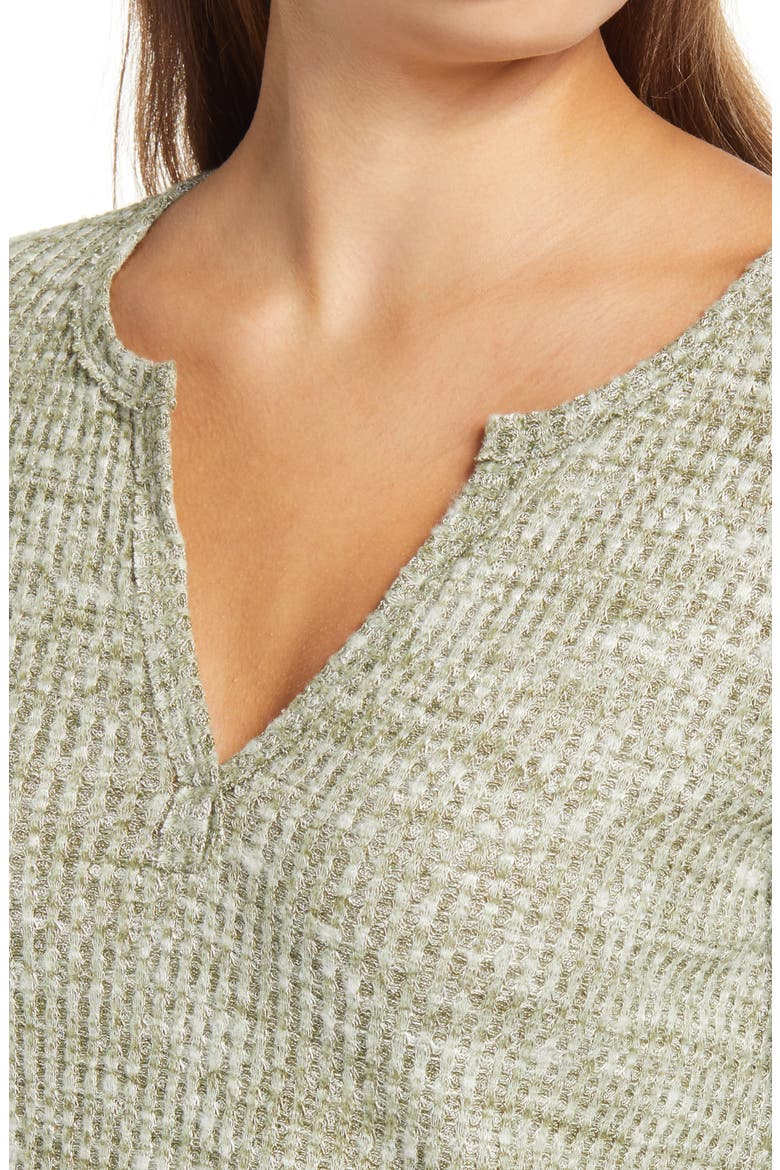 Long Sleeve Thermal Henley Top, Alternate, color, OLIVE