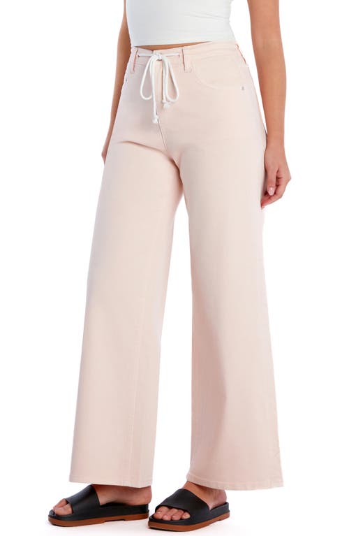 Hint Of Blu Mighty Drawstring High Waist Wide Leg Jeans In Cloud Pink