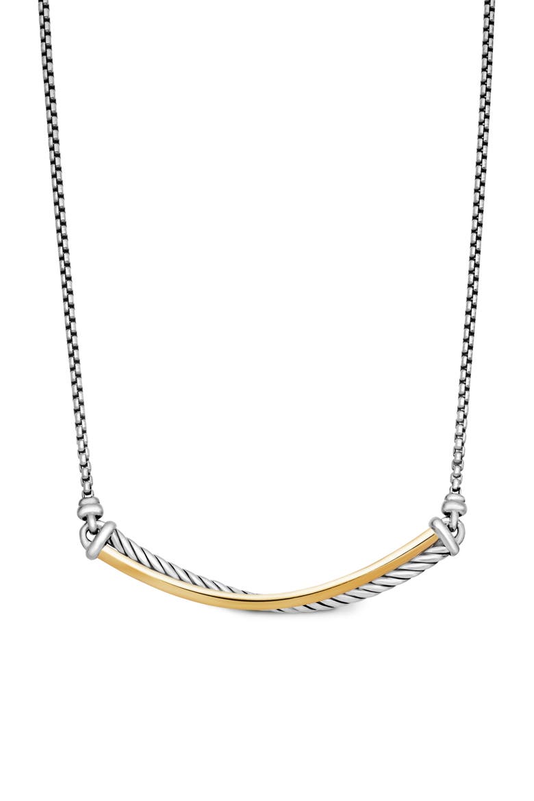 Crossover Bar Necklace with 18K Gold, Main, color, SILVER/ GOLD