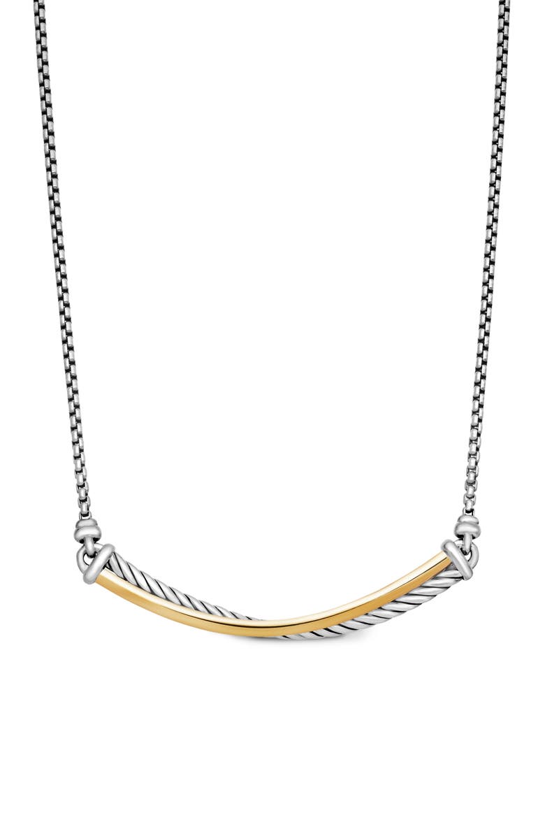 David Yurman Crossover Bar Necklace with 18K Gold, Main, color, Silver/ Gold