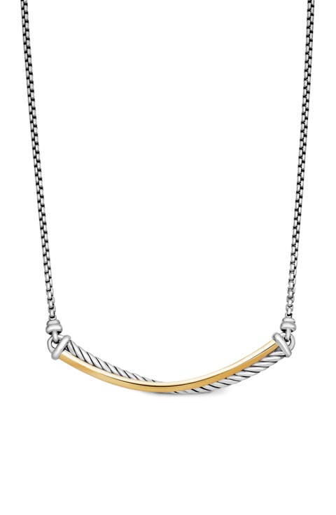 Crossover Bar Necklace with 18K Gold
