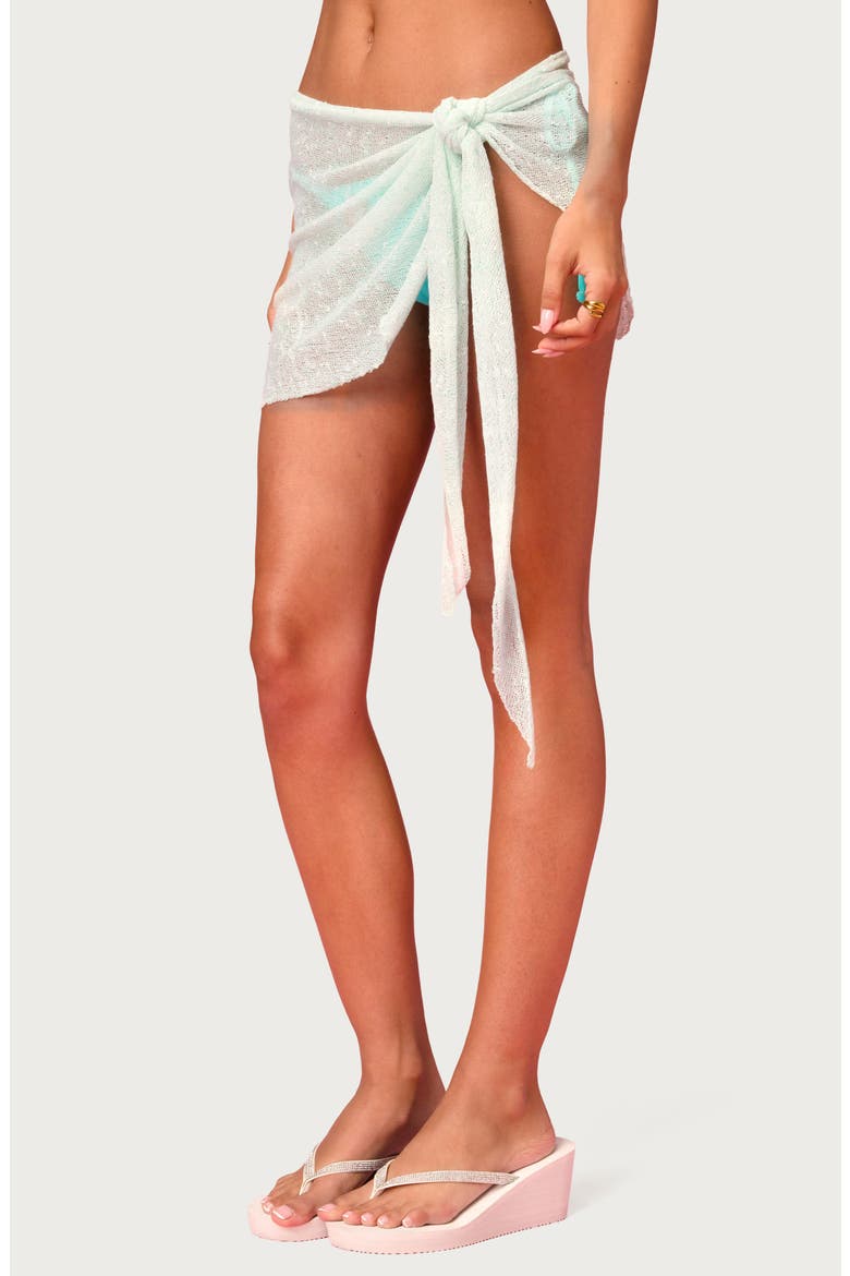Sheer Glitter Knit Cover-Up Skirt, Alternate, color, MINT