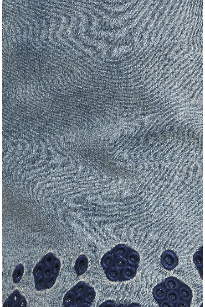 Embroidered Denim Miniskort, Alternate, color, ACID BLUE