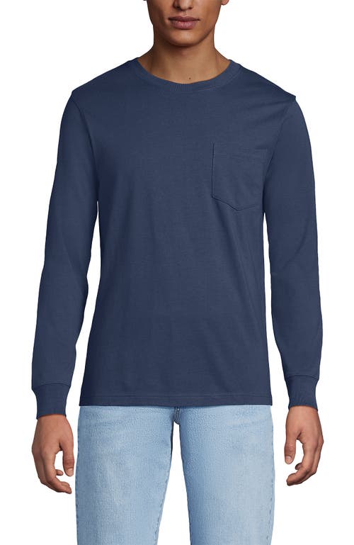 Lands' End Super-t Long Sleeve T-shirt With Pocket In Blue