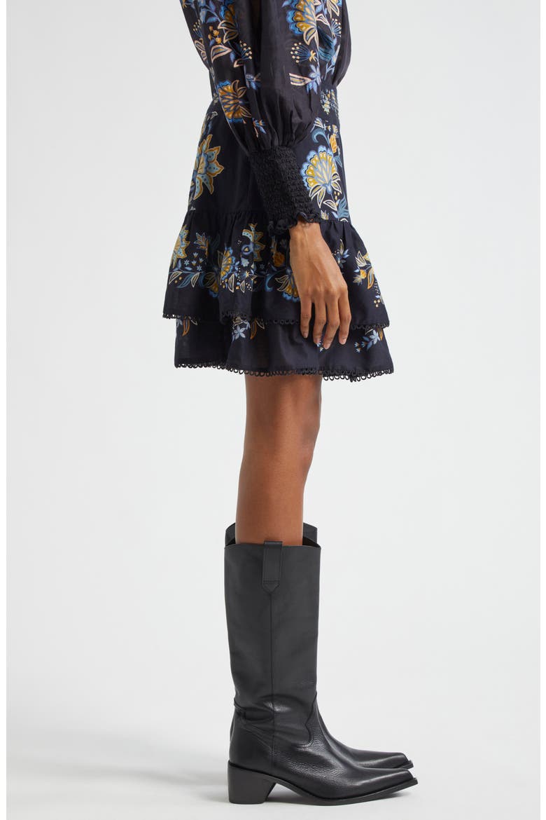 Stitched Garden High Waist Miniskirt, Alternate, color, BLACK