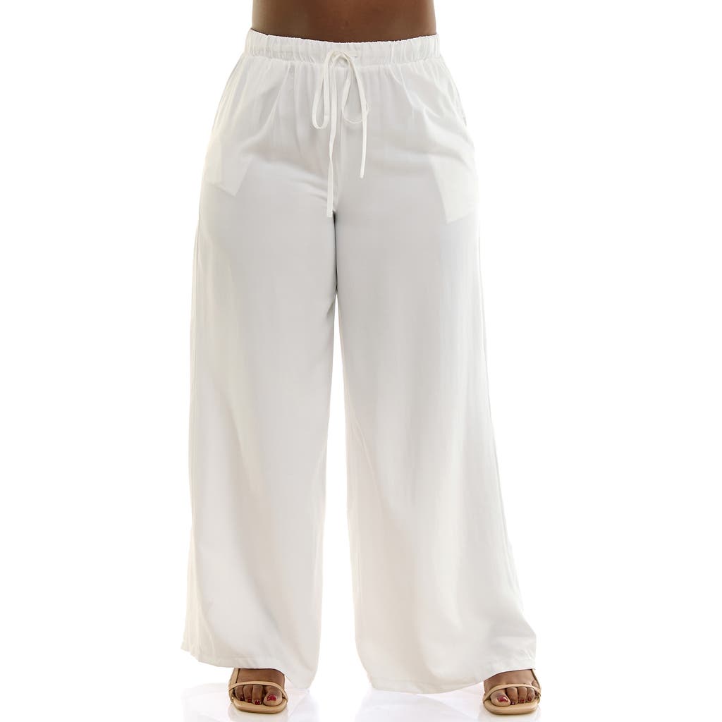 Nina Leonard Full Wide Leg Pants In White