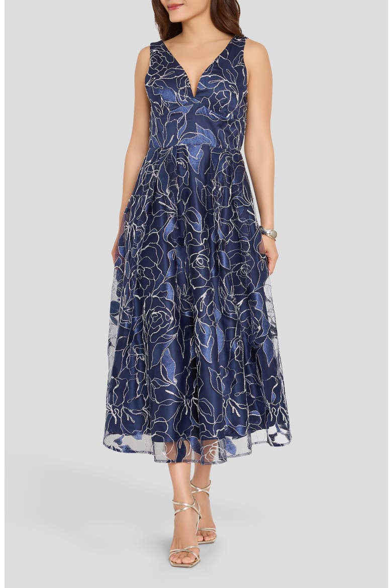 Metallic Soutache Sleeveless Midi Dress, Main, color, WILLOW/ SILVER