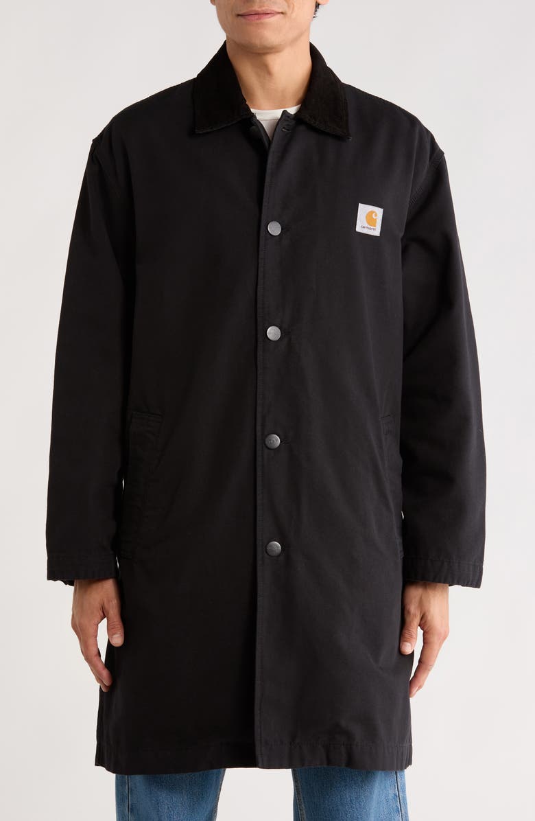 Carhartt Work In Progress Webster Cotton Canvas Coat, Alternate, color, Black / Black Rinsed