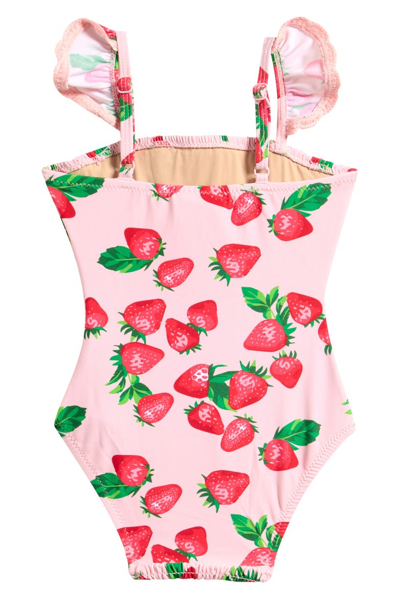 Kids' Print Smocked One-Piece Swimsuit, Alternate, color, PINK