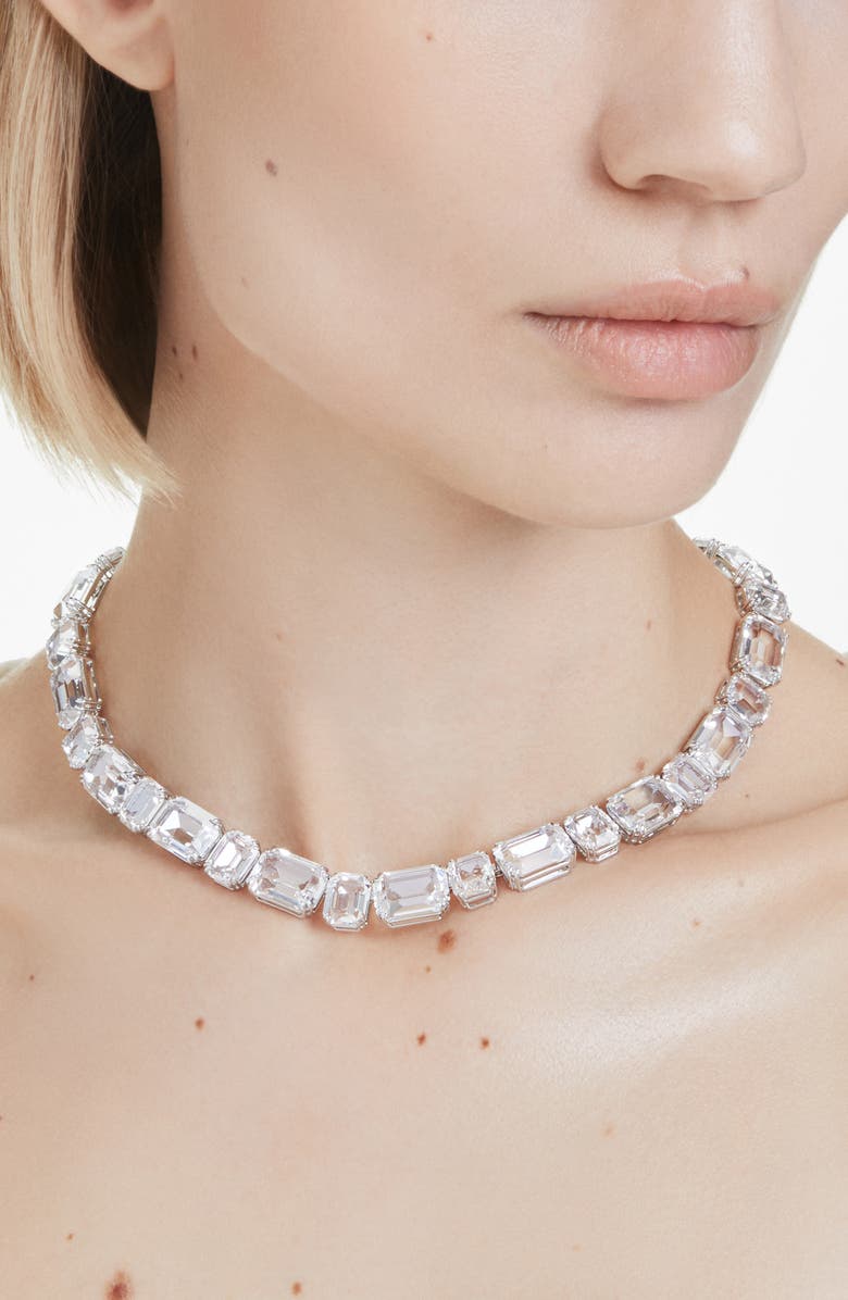 Swarovski Millennia Octagon Crystal Tennis Necklace, Alternate, color, White