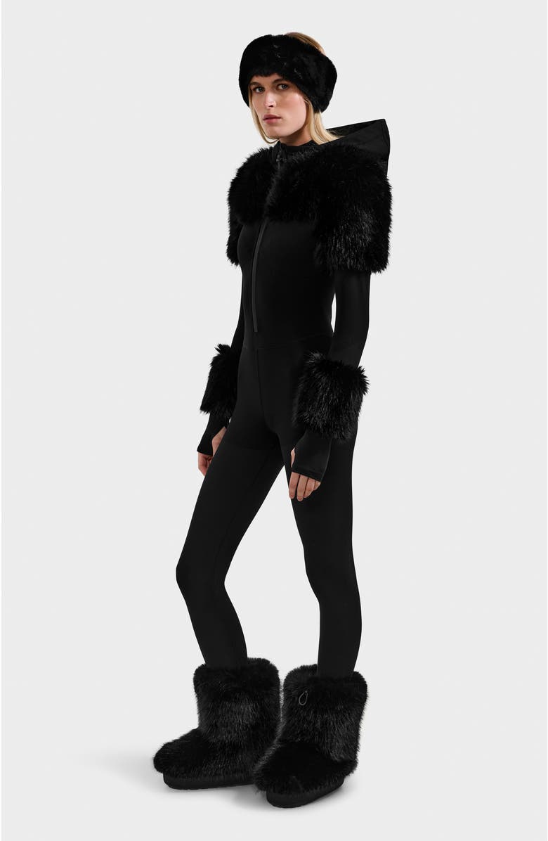 Rudsak Myla Catsuit with Faux Fur, Alternate, color, Black