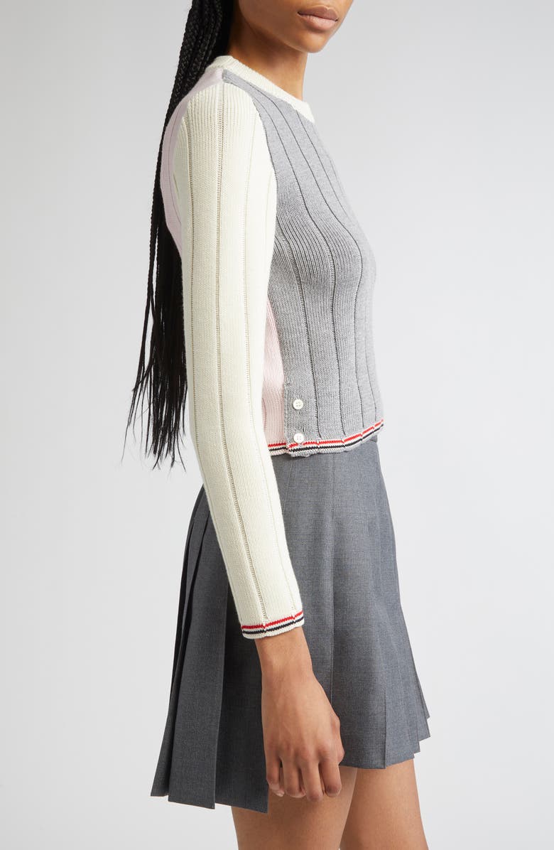 Thom Browne Fun-Mix Ladder Stitch Wool Sweater, Alternate, color, Multicolor Mix