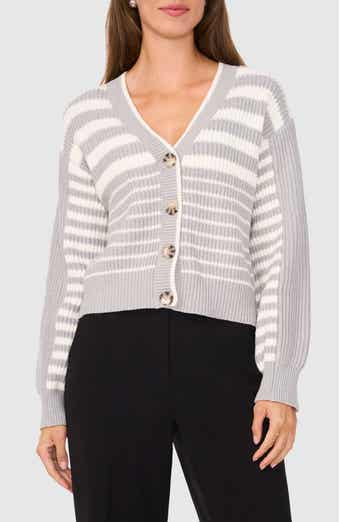 Halogen® Variegated Stripe Cotton Blend Cardigan