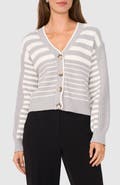 Halogen® Variegated Stripe Cotton Blend Cardigan